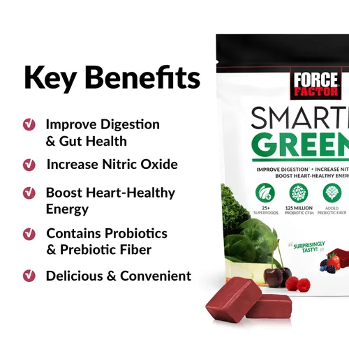 Vista 5 de Force Factor Better - Suplemento de apoyo para las articulaciones de cúrcuma y masticables Smarter Greens, 60 masticables suaves y masticables