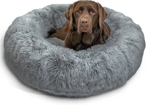 Vista 62 de Best Friends by Sheri - The Original Calming Donut - Cama calmante en forma de dona para perros y gatos - Pelo largo, azul bebé, M, 30 x 30 pulgadas