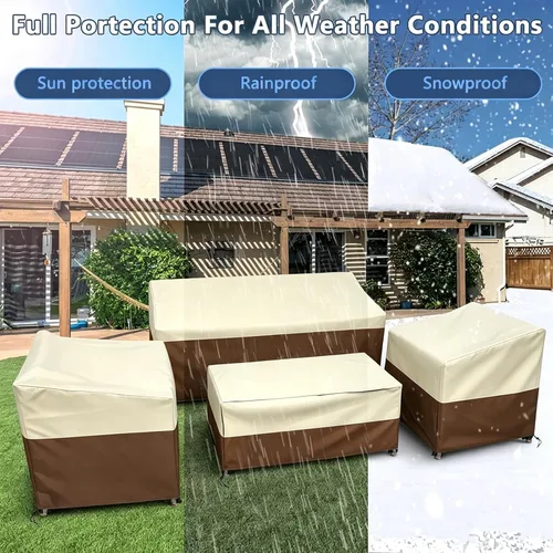 Vista 6 de STARTWO Outdoor Furniture Cover Waterproof, 600D Heavy Duty, 4 Piece Patio Furniture Set Cover for Outside Couch, Lawn Chairs, Coffee Table