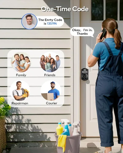 Vista 5 de TEEHO TE003 Cerradura de Puerta con Teclado de Entrada sin Llave con Manija, Cerraduras Inteligentes Digitales Electrónicas para Puerta Principal