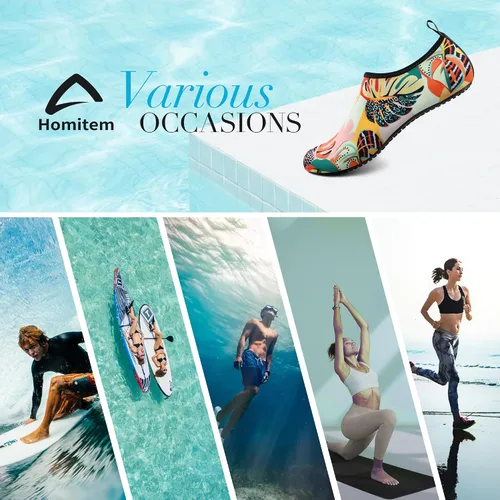 Vista 6 de Homitem Zapatos de agua para mujeres y hombres, calcetines acuáticos para natación, playa, piscina, río, sin cordones, de secado rápido
