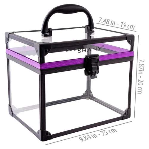 Vista 4 de SHANY Estuche transparente para cosméticos y artículos de tocador, organizador de maquillaje de viaje extra grande con cierre seguro y detalles negro