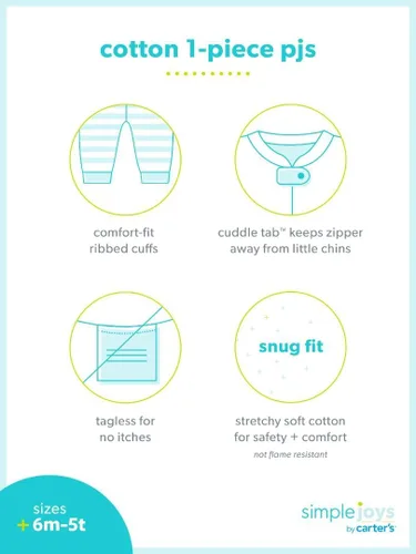 Vista 6 de Simple Joys by Carter's baby-boys 3-pack Snug Fit Footless Cotton Pajamas