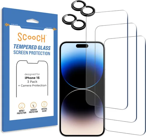 Vista 10 de Scooch Protector de pantalla 5 en 1 para iPhone 11 (paquete de 3) con protector de lente de cámara (paquete de 2) vidrio templado 9H de alta