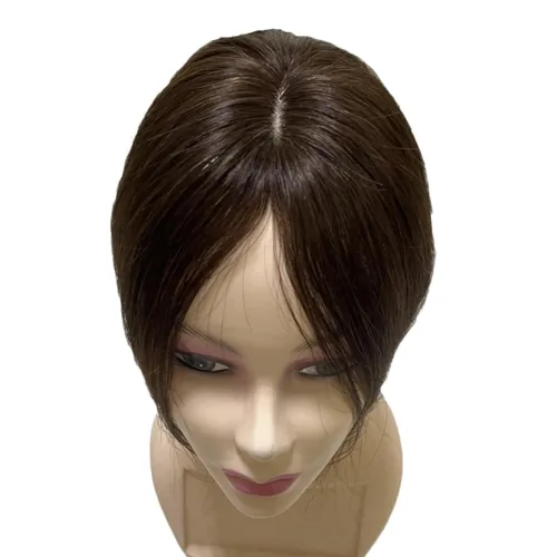 Vista 9 de Anemone Peluca de cabello humano con clip en flequillo para mujer, 10 pulgadas, parte media, lacio, extensiones de volumen para pérdida de cabello
