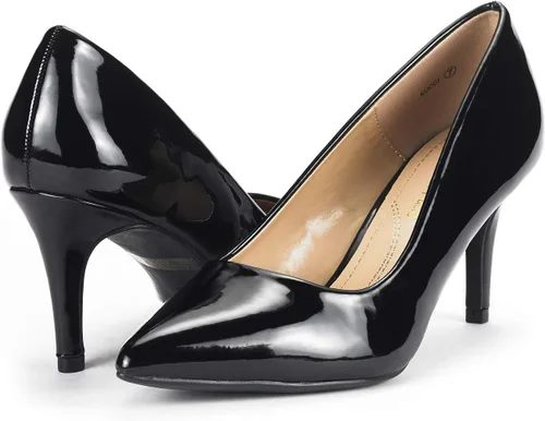 Vista 3 de DREAM PAIRS Zapatos de tacón alto de aguja para mujer, con punta cerrada, zapatos de vestir para bodas, trabajo, oficina, negocios, 3 pulgadas