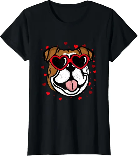 Vista 38 de Bulldog Valentine - Camiseta para amantes de las gafas de sol para perros, Negro