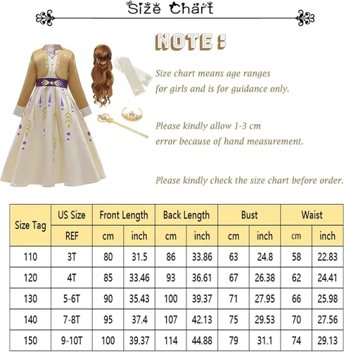 Vista 7 de Kidswant Toddler Baby Girls Luxury Princess Party Halloween Cosplay Costume Dress Up with Accessorries