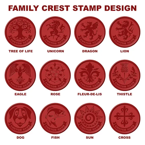 Vista 2 de Family Crest Set de regalo de sello de cera personalizado (cruzado)