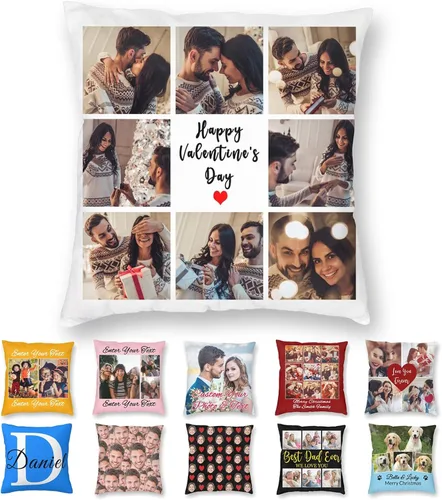 Vista 21 de Funda de almohada personalizada con texto de imagen, funda de almohada con foto personalizada, diseño personalizado para mamá, papá, amigos