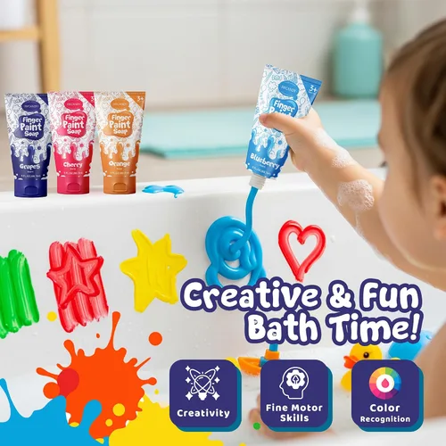 Vista 3 de SWCANDY Pintura de baño de juguetes de jabón para niños pequeños, paquete de 6 unidades, no tóxica, lavable, pintura de bañera para pintura de dedos