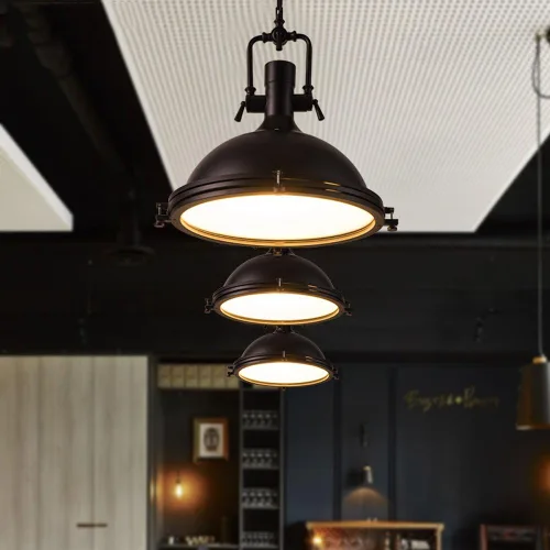 Vista 3 de Industrial estilo náutico único colgante-LITFAD 18 "cúpula forma colgante lámpara montada iluminación en Rusty