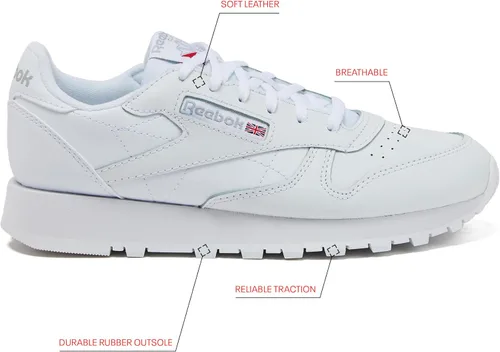 Vista 2 de Reebok Zapatos clásicos de cuero para niñas y niños pequeños, zapatos deportivos para niños pequeños o grandes, zapatos de tenis para niñas o niños