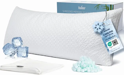 Vista 10 de Rainmr Almohada de cama tamaño Queen para dormir, almohadas ajustables de espuma viscoelástica triturada con funda de almohada refrescante lavable