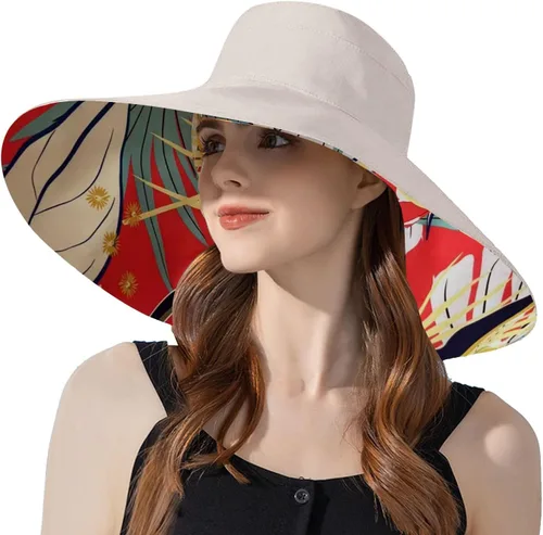 Vista 2 de Women's Double Visor Sun Hat with Extra Brim, UPF 50+ Fisherman,Double Beige
