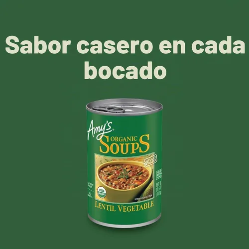 Vista 6 de Amy’s, Sopa de Lentejas y Vegetales Vegana, Sin Gluten, Hecha con Vegetales Orgánicos, Sopa en Lata, 14.5 Oz (Pack de 12)