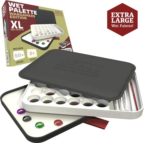 Vista 2 de The Army Painter Wargamers Edition Paleta Húmeda, Paleta XL para Conjunto de Pinturas Acrílicas Incluyendo 50 Hojas Hidro, 2 Espumas Hidro y Guía
