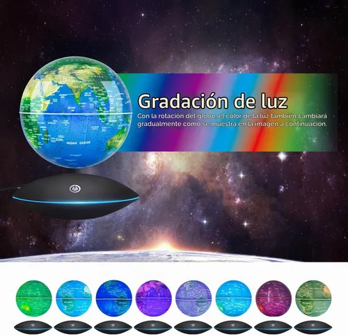Vista 3 de Globo flotante de levitación magnética Flagest - Globo giratorio - Control táctil y globos de luz nocturna con gradiente de color - Regalo