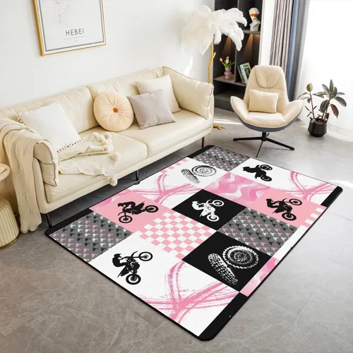 Vista 9 de Erosebridal Alfombra Kawaii de 5 x 7 pies para niños, decoración de dormitorio de adolescentes; alfombra de panda blanco y negro; alfombra de área