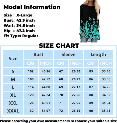 Vista 4 de Camisas de manga larga para mujer, con estampado floral, cuello redondo, casual, para usar con leggings