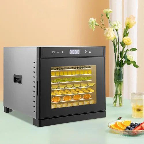 Vista 3 de Deshidratadores mejorados para alimentos y cecina, secadora deshidratada de 700 W, máquina secadora de bandejas de acero inoxidable 8/6