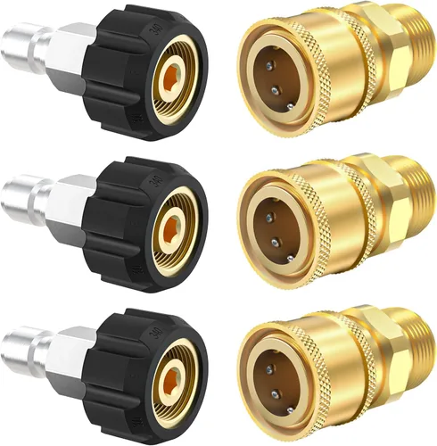 Vista 5 de Twinkle Star 3/8" Conector Rápido NPT a M22 14mm de Ajuste Métrico para Pistola y Manguera de Lavadora de Alta Presión, TWIS285