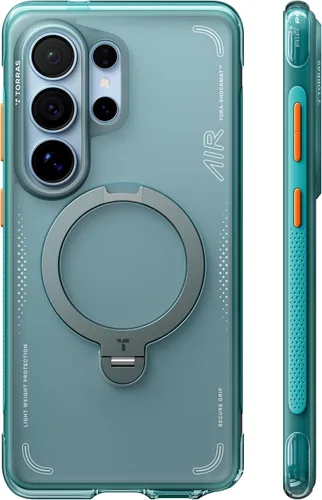 Vista 41 de TORRAS Ostand Q3 Air - Funda para iPhone 17 Pro con soporte magnético de 360°, compatible con MagSafe, probada contra caídas de grado mil, botón