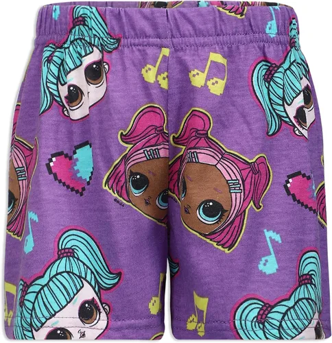 Vista 6 de LOL Surprise Dolls - Conjunto de camiseta y pantalones cortos para niños pequeños y grandes, color púrpuragris
