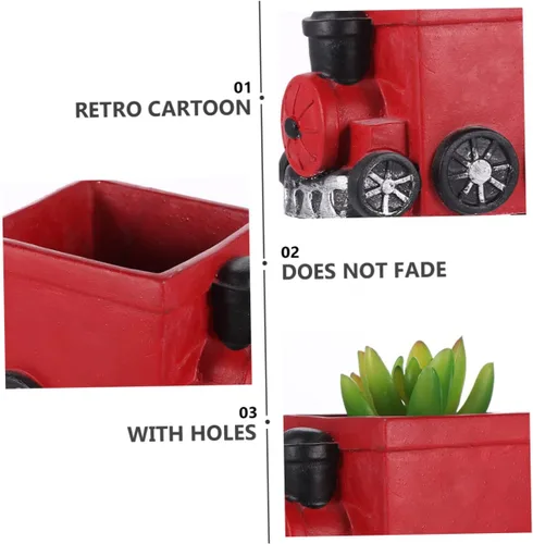 Vista 2 de Yardwe Maceta de escritorio de estilo minimalista, maceta de cactus para oficina, cocina, patio Rojo