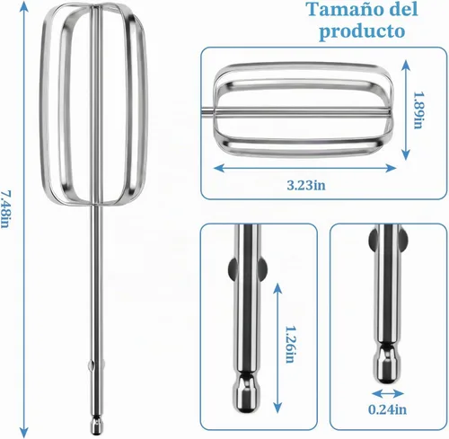 Vista 2 de 2 piezas de batidores de mano accesorios de acero inoxidable de repuesto para batidor de mano compatibles con Hamilton Beach 62682RZ 62692 64699