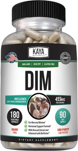 Vista 10 de Kaya Naturals DIM Ultra (30 cápsulas) Suplemento DIM para mujeres y hombres Cápsulas vegetales con extracto de brócoli y bioperina Suplemento