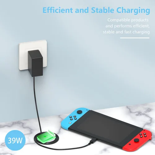 Vista 4 de Cargador rápido para Nintendo Switch, fuente de alimentación de 15 V, adaptador de alimentación de CA para interruptorinterruptor OLEDSwitch
