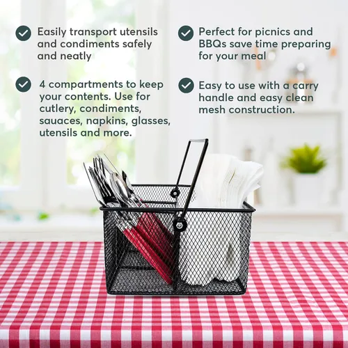 Vista 3 de Organizador de utensilios – Organizador de cubiertos para fiestas, soporte para cucharas, organizador de buffet para condimentos, servilletas, Negro
