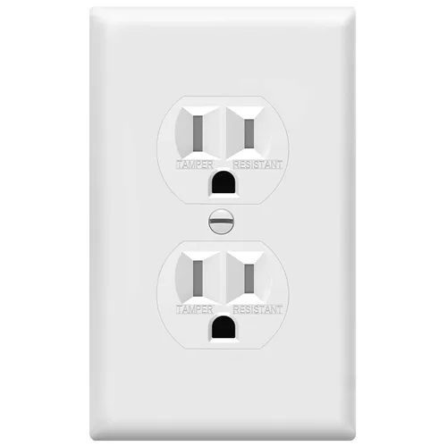 Vista 33 de ENERLITES Receptáculo dúplex, tomas de pared eléctricas resistentes a manipulaciones, grado comercial, 15A 125V, autoconectado, 2 polos, 3 cables