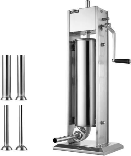 Vista 9 de VEVOR Embutidor manual de salchichas 15 lbs/7L Máquina de carne vertical de Plateado-7LN