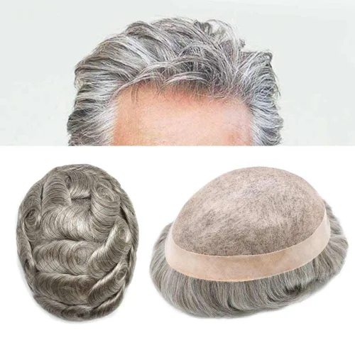 Vista 43 de LOVIN - Sistema de cabello humano para hombres, postizo fino de encaje mono para hombre, prótesis masculina de piel de polietileno alrededor