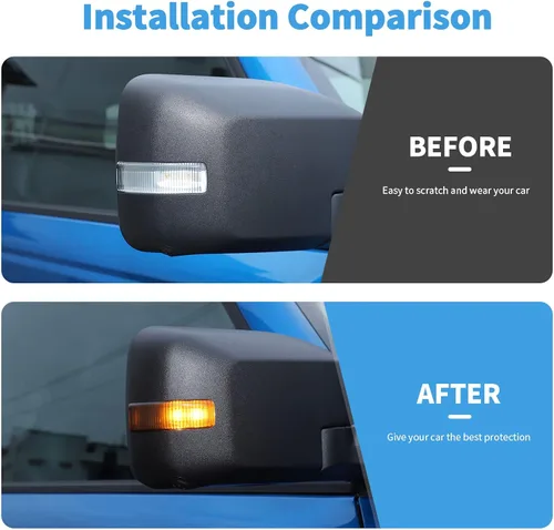 Vista 2 de Cubierta de lámpara de señal de giro para espejo lateral compatible con Ford Bronco 2021 2022 2023 (negro ahumado)