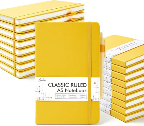 Vista 9 de feela Paquete de 18 cuadernos de diario para trabajo, cuadernos de negocios a granel de tapa dura rayados de escritura con soporte para bolígrafo