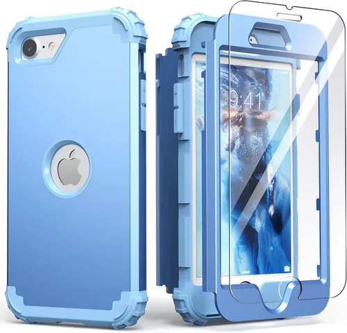 Vista 38 de IDweel Funda para iPhone SE 2020 con protector de pantalla, para iPhone SE 2022, 3 en 1, absorción de golpes, ajuste delgado, cubierta