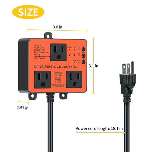 Vista 6 de Interruptor de vacío automático, interruptor automático Ortis con control de polvo para más herramientas eléctricas, retarda el encendido/apagado