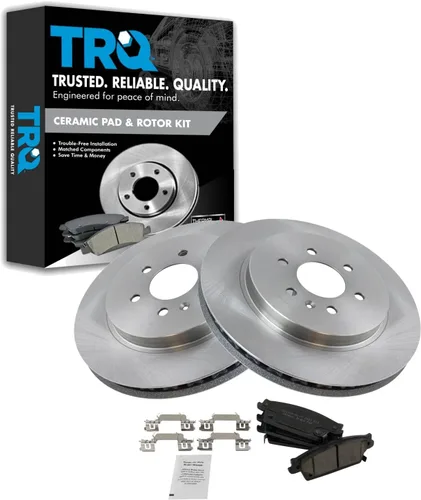 Vista 98 de TRQ Juego de pastillas de freno y rotor de cerámica trasera compatible con Honda Accord V6 1998-02 3.0L con frenos de disco traseros 02-06 Acura RSX