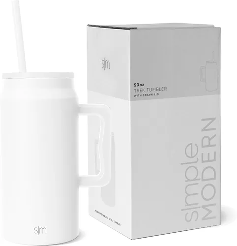 Vista 22 de Simple Modern - Vaso de 1,5 l con asa y tapa con pajita, botella de agua grande de acero inoxidable reutilizable con aislamiento, regalos para Negro