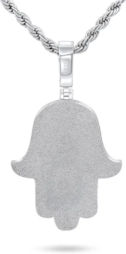 Vista 7 de VVS1 - Colgante de moissanita Hamsa mano mal de ojo de buena suerte para hombres y mujeres, chapado en oro de 18 quilates, plata de ley 925 maciza