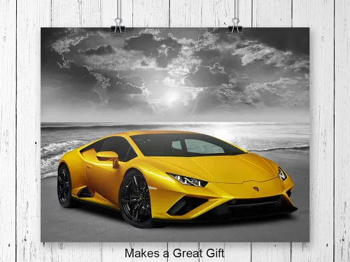 Vista 5 de Lamborghini McLaren Ferrari Bugatti - Arte de pared - Decoración de habitación de niños - Decoración de coche de carreras - Juego de carteles