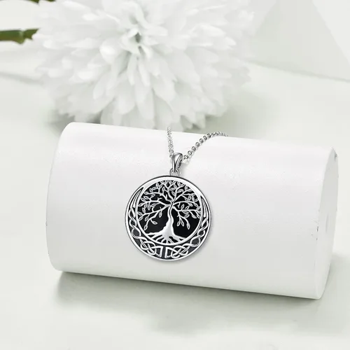Vista 2 de Odinstone Collar de árbol de la vida, colgante de plata de ley para mujer, collar de árbol genealógico, joyería para mamáesposaabuela