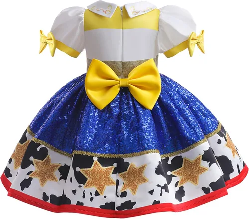 Vista 2 de Disfraz de Jessie para niñas, disfraz de vaquera con lentejuelas para Halloween
