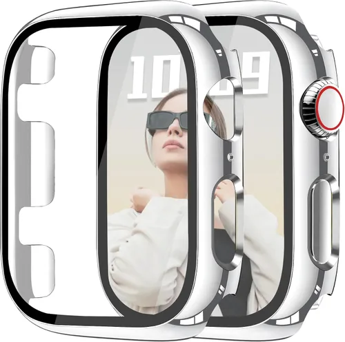 Vista 36 de JR.DM - Juego de 2 fundas de policarbonato duro de 38 mm con protector de pantalla de vidrio templado HD para Apple Watch Series 3/2/1, protector