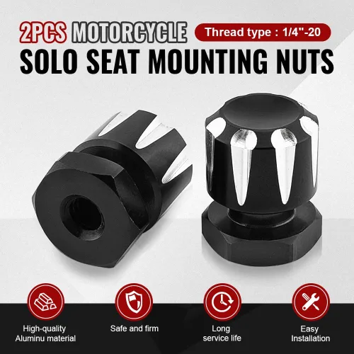 Vista 2 de FSFY - Tuercas de montaje de motocicleta en blanco y negro, 2 tuercas de montaje de asiento individual para Harley Road Glide FLTR 1998-2002
