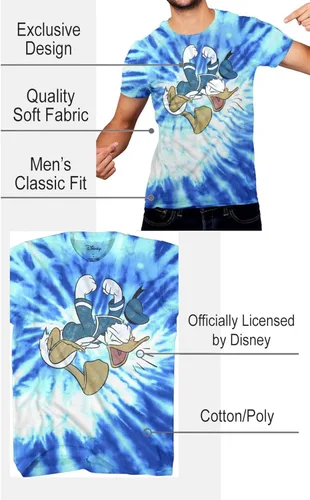 Vista 2 de Disney Camiseta tamaño matrimonial de Donald Duck Tantrum para hombre, Azul Patchwork