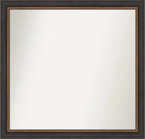 Vista 161 de Amanti Art Espejo de baño negro para sobre el fregadero, 23 x 23 pulgadas, espejo cuadrado negro Ashton, marco de madera tradicional mediano, se